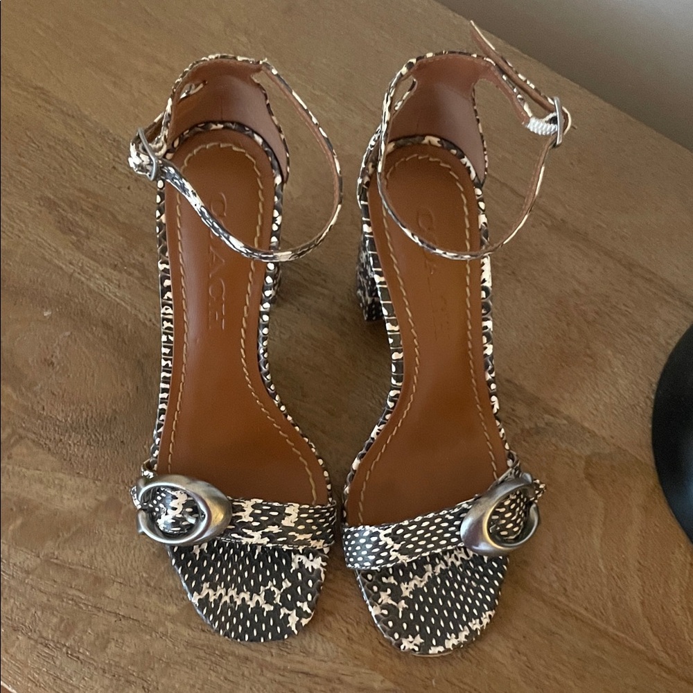 Coach Maya Snakeskin Block Heel Sandal - Picture 2 of 8